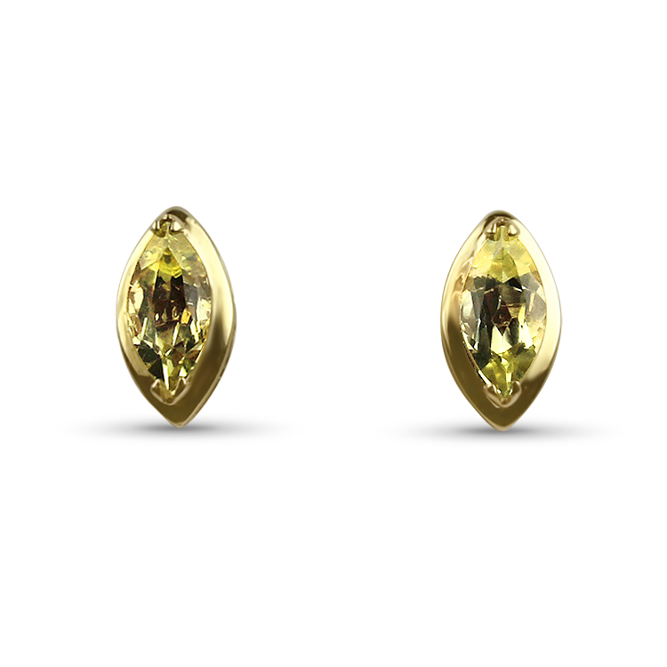 PAGE Estate Earrings Estate 14k Yellow Gold Marquise Citrine Stud Earrings