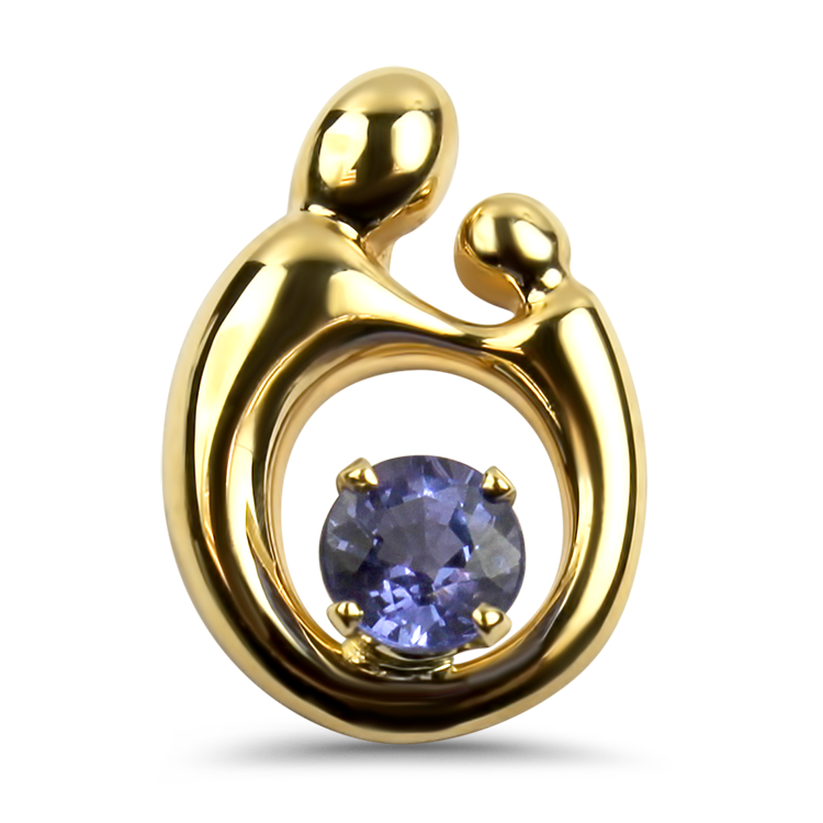 Estate 14k Yellow Gold Mother and Child Tanzanite Pendant Springer s