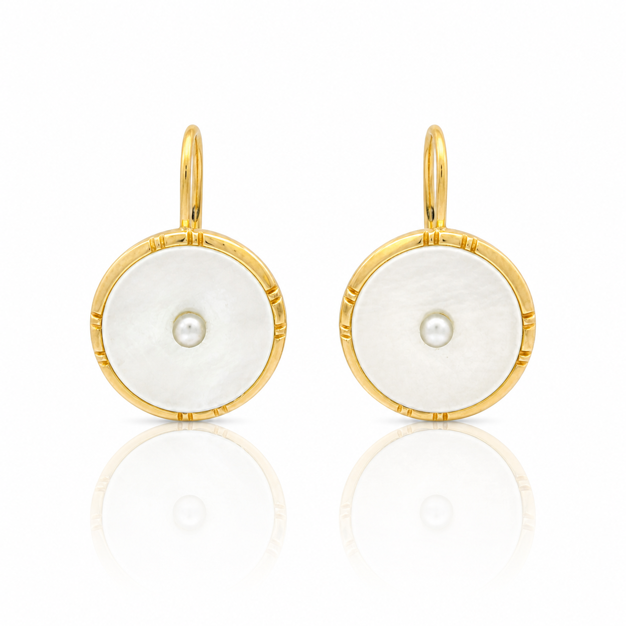 PAGE Estate Earring Estate 14K Yellow Gold Mother-of-Pearl & Seed Pearl Drop Earrings