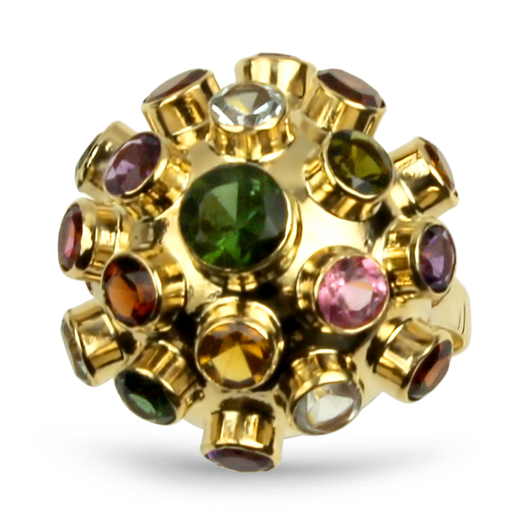 PAGE Estate Ring Estate 14K Yellow Gold Multi-Gemstone Ring 6.25