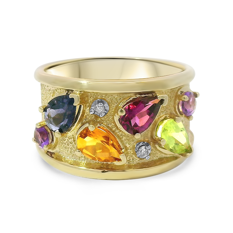 PAGE Estate Ring Estate 14K Yellow Gold Multi-Gemstone Ring