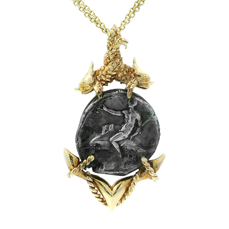 PAGE Estate Necklaces and Pendants Estate 14K Yellow Gold Nautical Coin Pendant