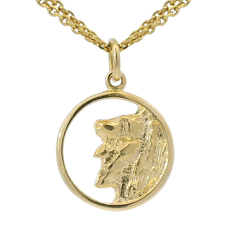 PAGE Estate Necklaces and Pendants Estate 14k Yellow Gold Old Man of the Mountain Circle Pendant