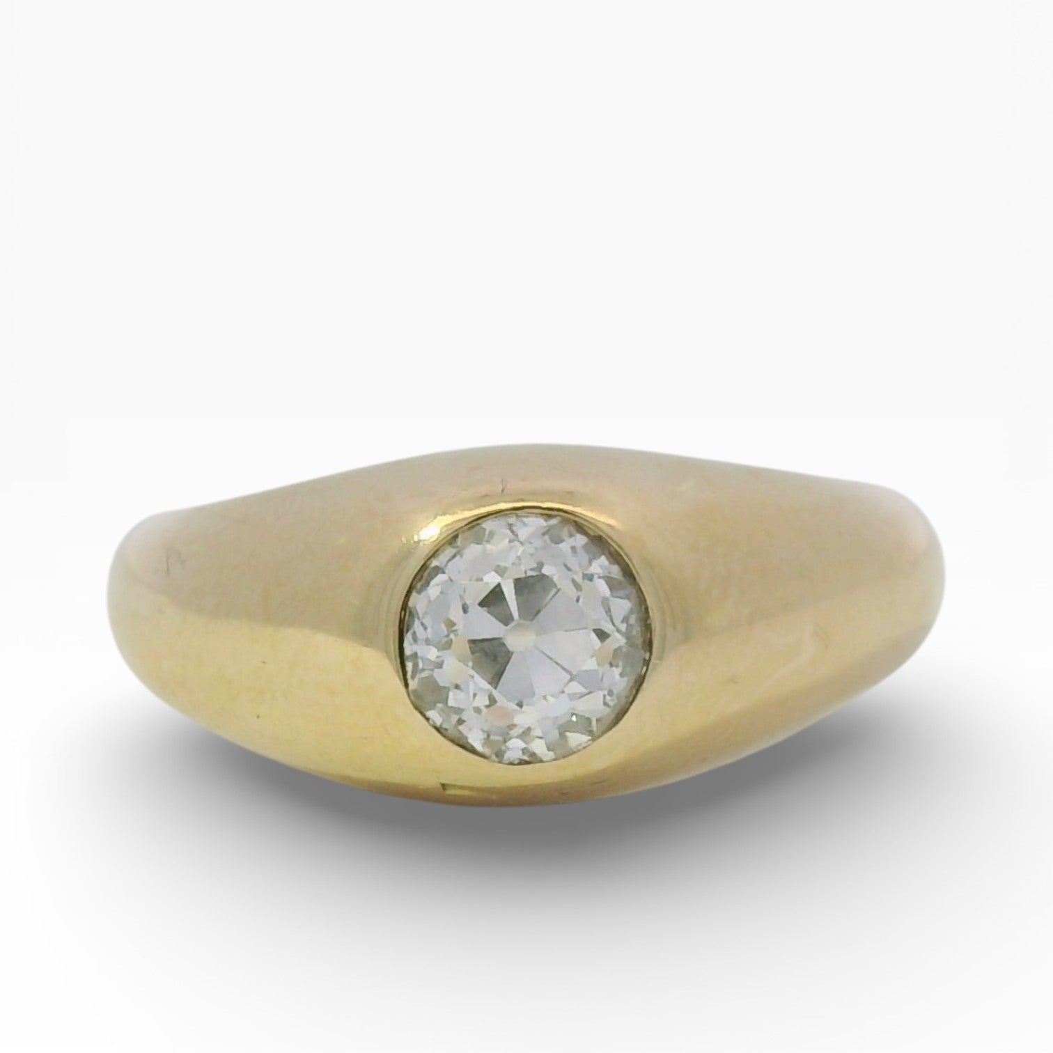 PAGE Estate Ring Estate 14K Yellow Gold Old Mine Cut Diamond Gypsy-Style Ring 9