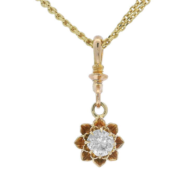 PAGE Estate Necklaces and Pendants Estate 14K Yellow Gold Old Mine-Cut Diamond Pendant