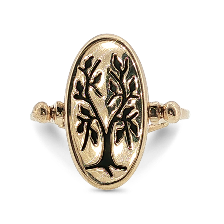PAGE Estate Ring Estate 14K Yellow Gold Onyx Tree Spinner Ring