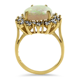 PAGE Estate Ring Estate 14K Yellow Gold Opal & Diamond Ring 7