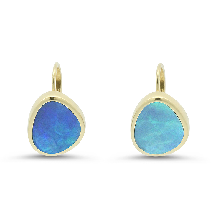 PAGE Estate Earring Estate 14K Yellow Gold Opal Doublet Drop Earrings