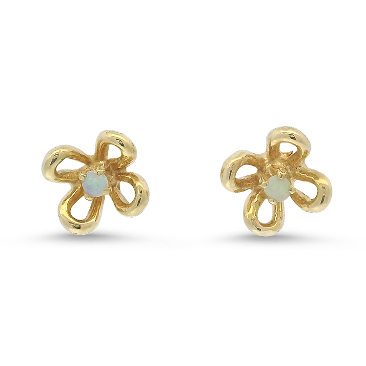 PAGE Estate Earring Estate 14K Yellow Gold Opal Floral Stud Earrings