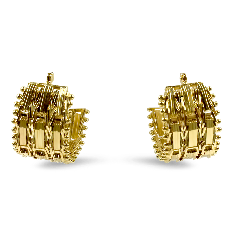 PAGE Estate Earring Estate 14K Yellow Gold Ornate Hoop Earrings