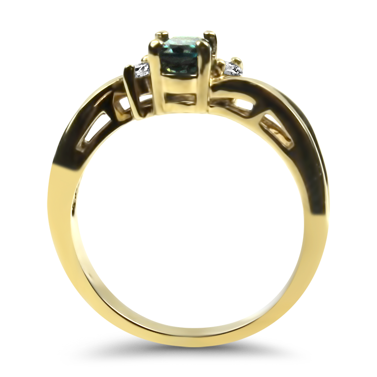 PAGE Estate Ring Estate 14K Yellow Gold Oval Blue-Green Tourmaline Ring 6