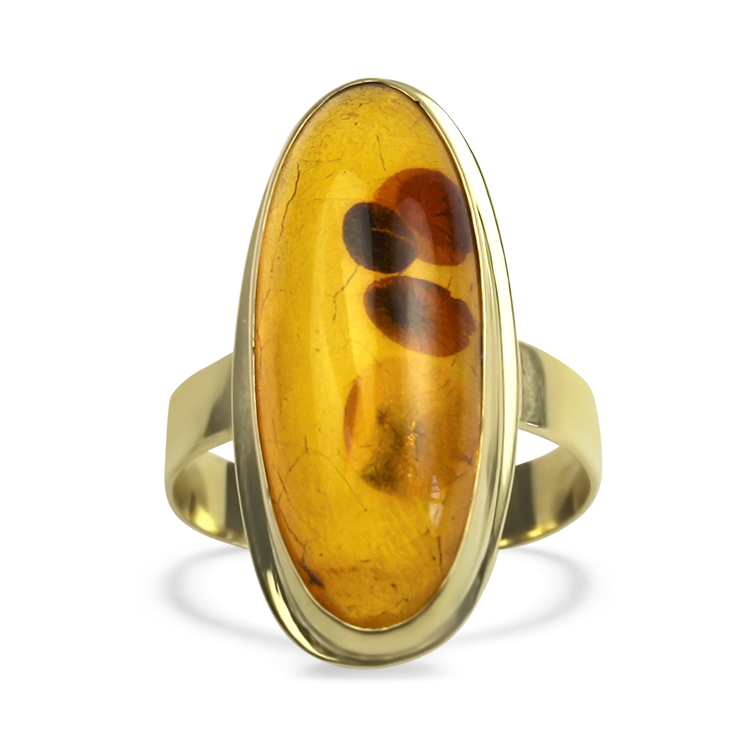 PAGE Estate Ring Estate 14K Yellow Gold Oval Cabochon Amber Ring 7.5