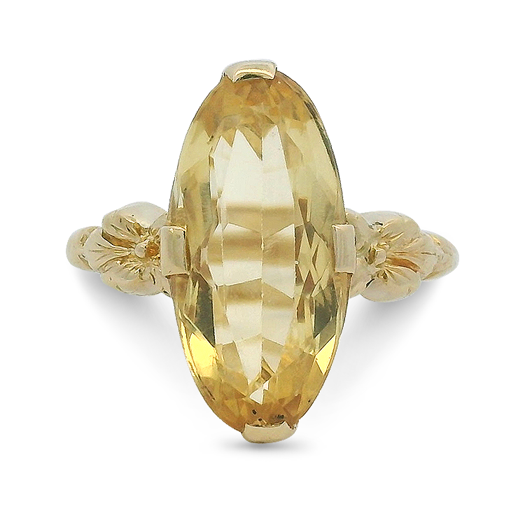 PAGE Estate Ring Estate 14k Yellow Gold Oval Citrine Ring 5