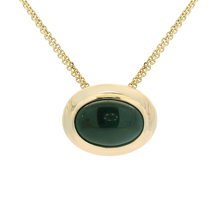 PAGE Estate Necklaces and Pendants Estate 14k Yellow Gold Oval Onyx Cabochon Slide Pendant