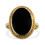 PAGE Estate Ring Estate 14K Yellow Gold Oval Onyx Ring 3.5