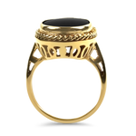 PAGE Estate Ring Estate 14K Yellow Gold Oval Onyx Ring 3.5