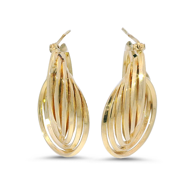 PAGE Estate Earrings Estate 14k Yellow Gold Overlapping Square Hoop Earrings