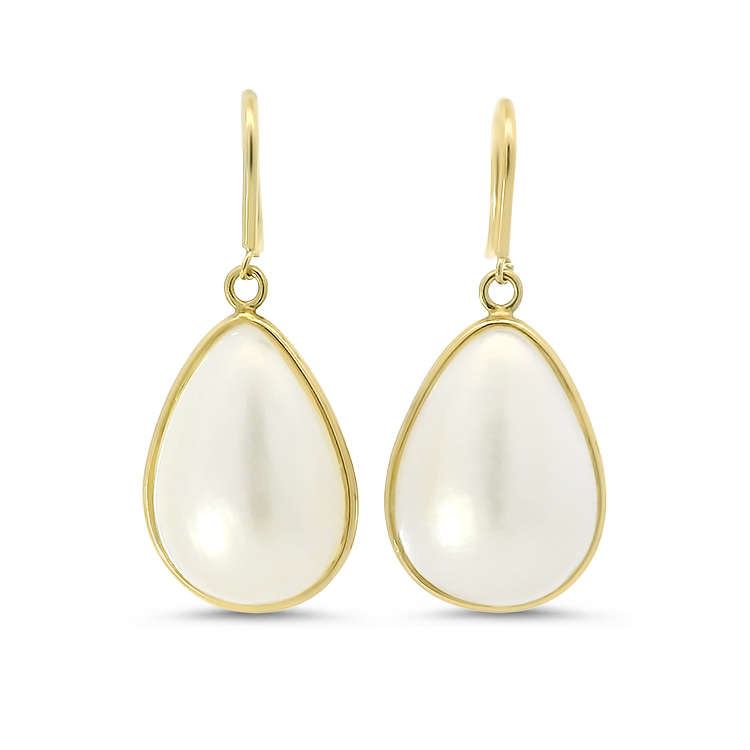 PAGE Estate Earring Estate 14k Yellow Gold Pear-Shaped Mabe Pearl Drop Earrings
