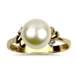 PAGE Estate Ring Estate 14k Yellow Gold Pearl & Diamond Ring 6.5
