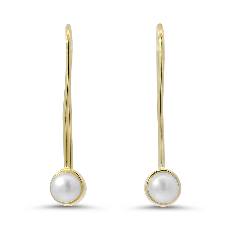 PAGE Estate Earrings Estate 14k Yellow Gold Pearl Drop Earrings
