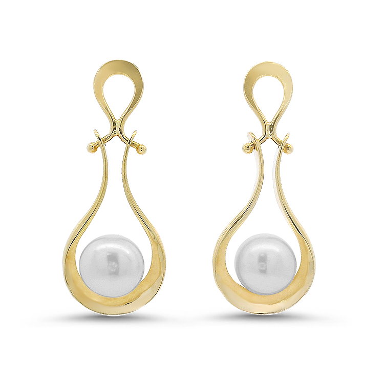 PAGE Estate Earrings Estate 14K Yellow Gold Pearl Drop Earrings