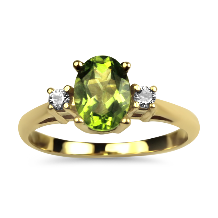 PAGE Estate Ring Estate 14K Yellow Gold Peridot & Diamond Ring