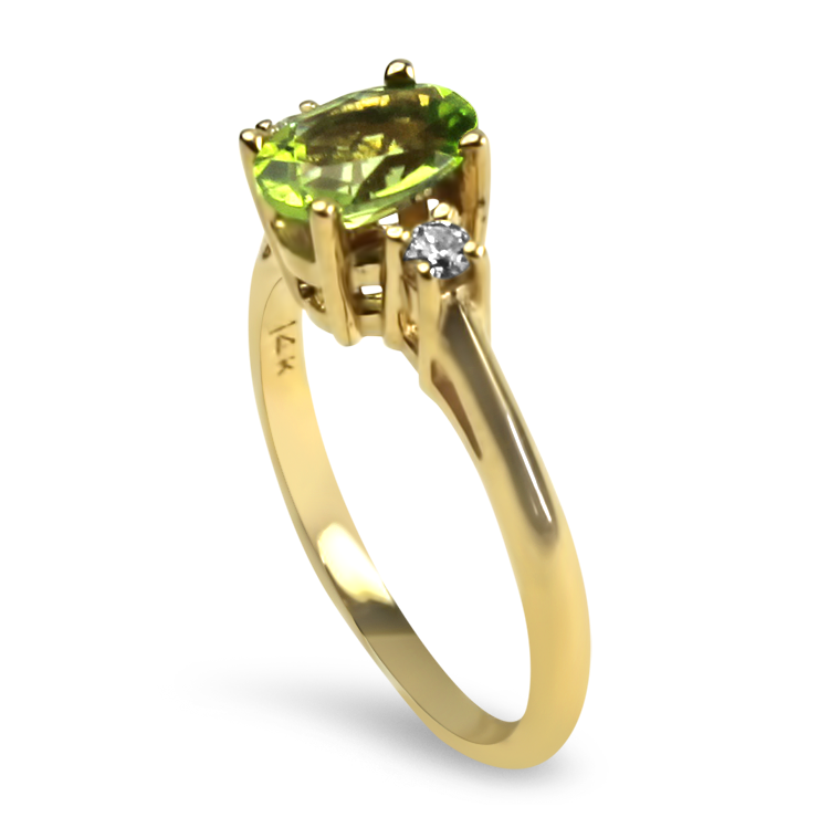 PAGE Estate Ring Estate 14K Yellow Gold Peridot & Diamond Ring