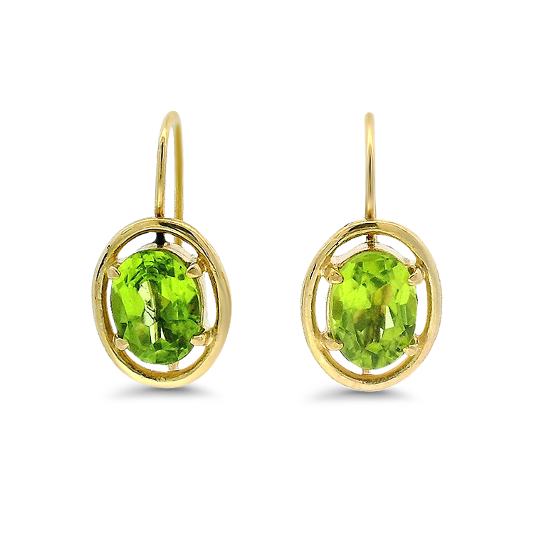 PAGE Estate Earrings Estate 14k Yellow Gold Peridot Drop Earrings