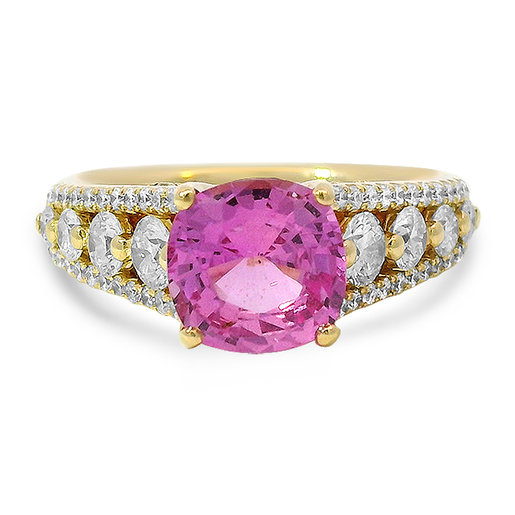 PAGE Estate Ring Estate 14K Yellow Gold Pink Sapphire & Diamond Ring 5.25