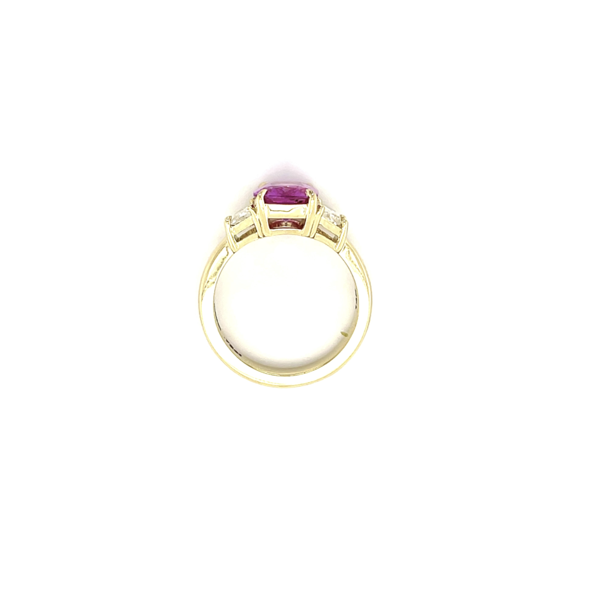 PAGE Estate Ring Estate 14K Yellow Gold Pink Sapphire & Trapezoid Diamond Ring 6.25
