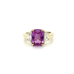 PAGE Estate Ring Estate 14K Yellow Gold Pink Sapphire & Trapezoid Diamond Ring 6.25