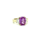 PAGE Estate Ring Estate 14K Yellow Gold Pink Sapphire & Trapezoid Diamond Ring 6.25