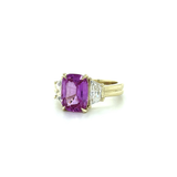 PAGE Estate Ring Estate 14K Yellow Gold Pink Sapphire & Trapezoid Diamond Ring 6.25