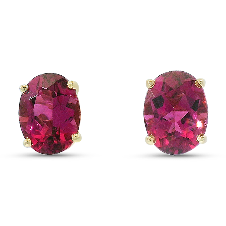 PAGE Estate Earrings Estate 14K Yellow Gold Pink Tourmaline Earrings