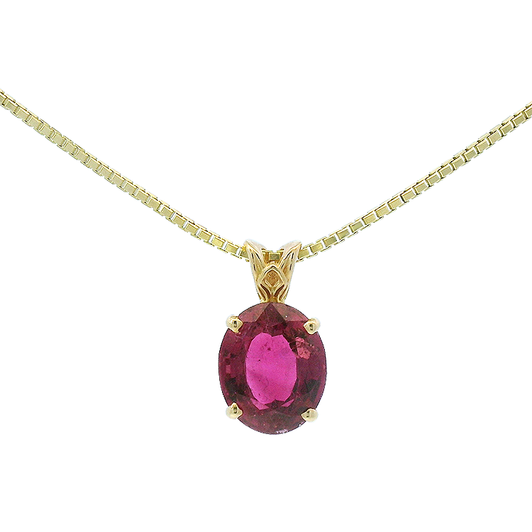 PAGE Estate Necklaces and Pendants Estate 14K Yellow Gold Pink Tourmaline Necklace, 18"