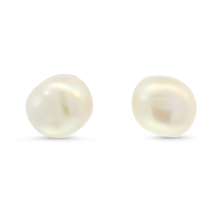 PAGE Estate Earring Estate 14k Yellow Gold Pinkish Button Pearl Stud Earrings