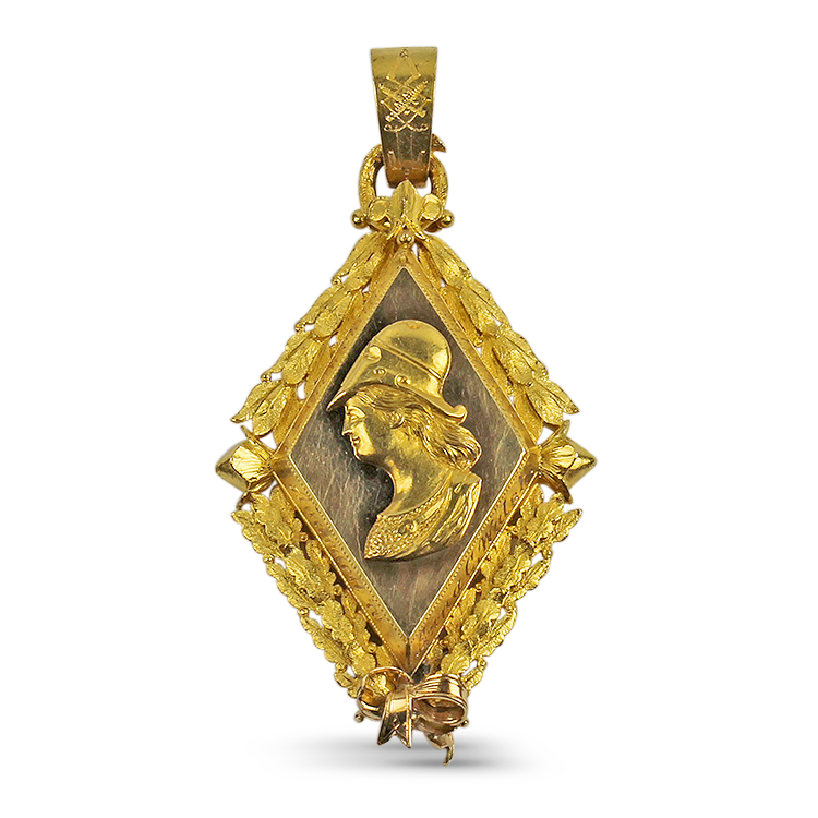 PAGE Estate Necklaces and Pendants Estate 14k Yellow Gold Portrait Award Pendant