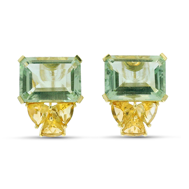 PAGE Estate Earrings Estate 14K Yellow Gold Prasiolite Earrings