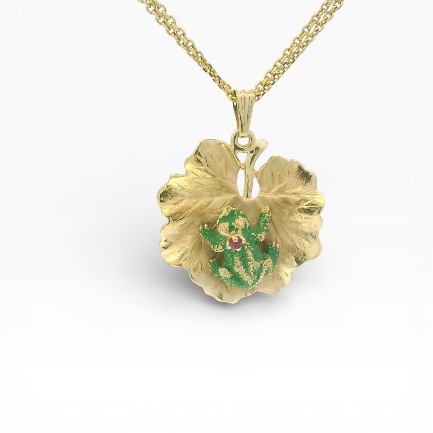 PAGE Estate Charm Estate 14K Yellow Gold Prince Frog on Lily Pad Charm