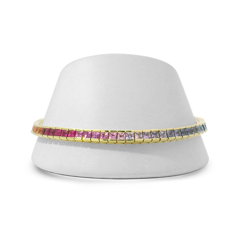 PAGE Estate Bracelet Estate 14k Yellow Gold Rainbow Sapphire Bracelet