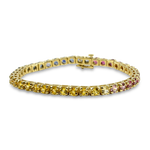 PAGE Estate Bracelet Estate 14k Yellow Gold Rainbow Sapphire Line Bracelet