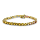 PAGE Estate Bracelet Estate 14k Yellow Gold Rainbow Sapphire Line Bracelet
