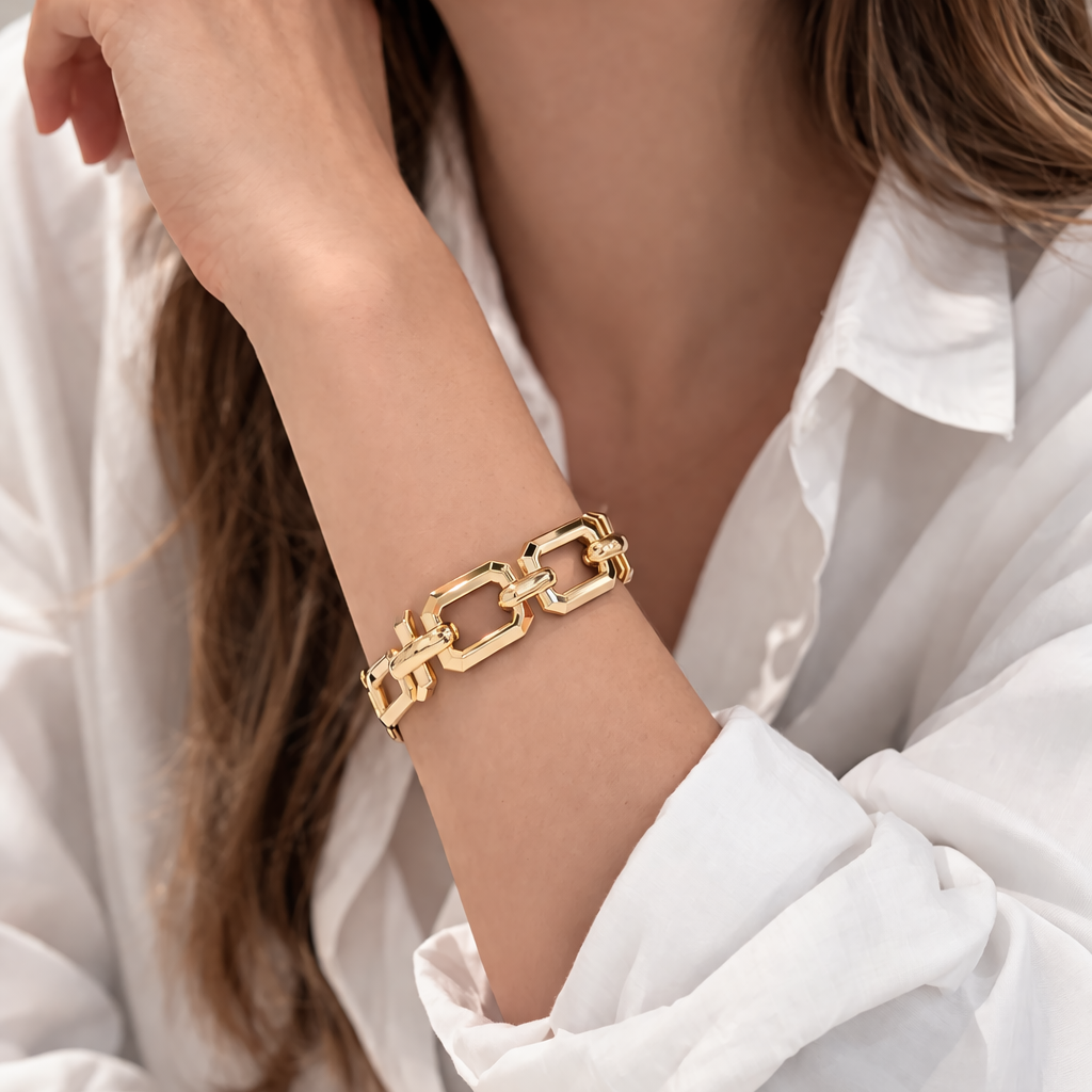 PAGE Estate Bracelet Estate 14K Yellow Gold Rectangular Link Bracelet