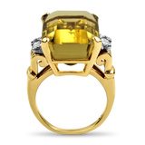 PAGE Estate Ring Estate 14K Yellow Gold Retro Citrine & Diamond Ring 8.25