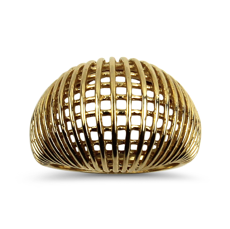 PAGE Estate Ring Estate 14K Yellow Gold Ribbed Dome Ring 7.5