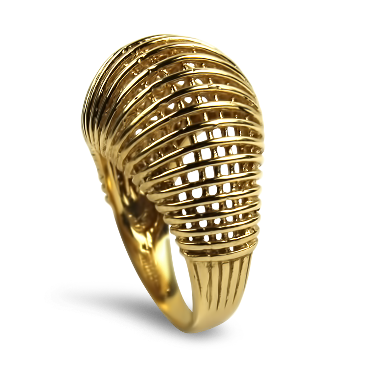 PAGE Estate Ring Estate 14K Yellow Gold Ribbed Dome Ring 7.5