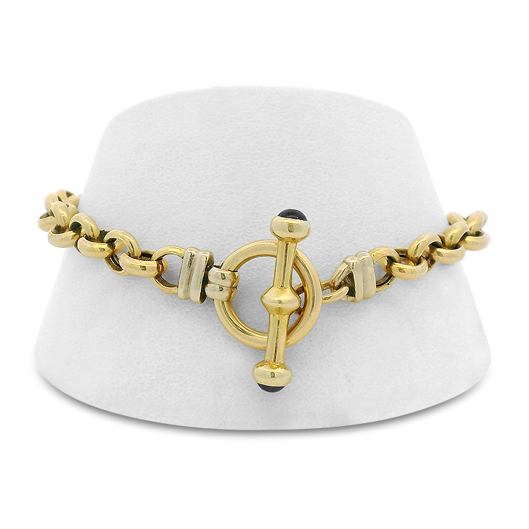 PAGE Estate Bracelet Estate 14K Yellow Gold Rolo Chain Toggle Bracelet