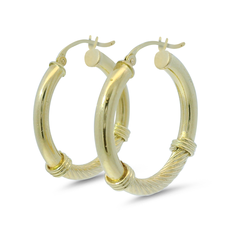 PAGE Estate Earrings Estate 14K Yellow Gold Rope Station-Set Earrings