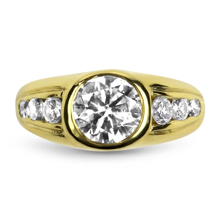 PAGE Estate Engagement Ring Estate 14K Yellow Gold Round Brilliant 1.63cts. Diamond Ring 5.0