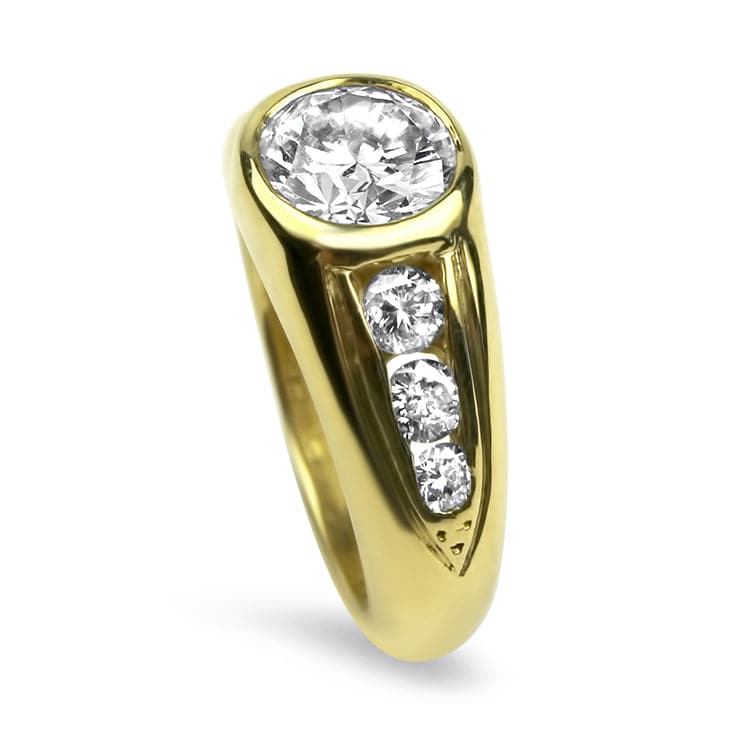 PAGE Estate Engagement Ring Estate 14K Yellow Gold Round Brilliant 1.63cts. Diamond Ring 5.0